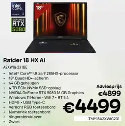CompuDeals Raider 18 HX AI A2XWIG-231BE aanbieding