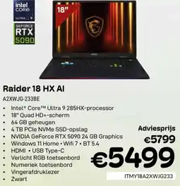 CompuDeals Raider 18 HX AI A2XWJG-233BE aanbieding