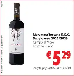 Colruyt Maremma Toscana D.O.C. Sangiovese 2022/2023 aanbieding
