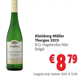 Colruyt Kluisberg Müller Thurgau 2023 B.O. Hagelandse Wijn aanbieding