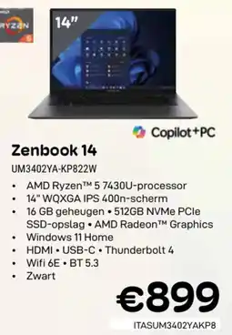 CompuDeals Asus Zenbook 14 UM3402YA-KP822W aanbieding