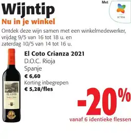 Colruyt El Coto Crianza 2021 aanbieding