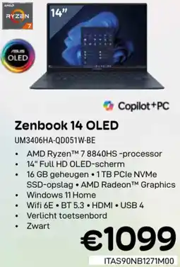 CompuDeals Asus Zenbook 14 OLED UM3406HA-QD051W-BE aanbieding