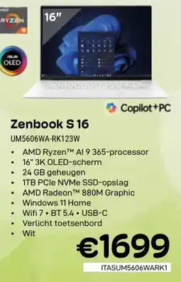 CompuDeals Asus Zenbook S 16 UM5606WA-RK123W aanbieding