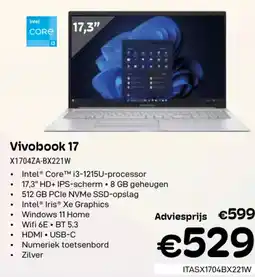 CompuDeals Asus Vivobook 17 X1704ZA-BX221W aanbieding