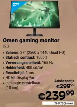 CompuDeals hp Omen gaming monitor 27Q aanbieding