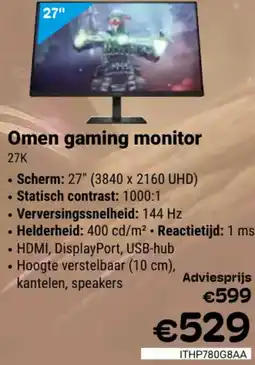 CompuDeals hp Omen gaming monitor 27K aanbieding