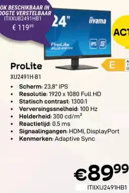 CompuDeals iiyama ProLite XU2491H-B1 aanbieding