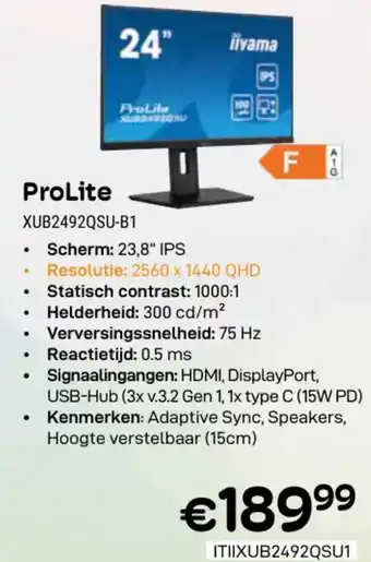 CompuDeals iiyama ProLite XUB2492QSU-B1 aanbieding