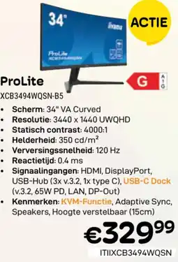 CompuDeals iiyama ProLite XCB3494WQSN-B5 aanbieding