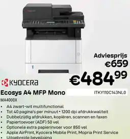 CompuDeals KYOCERA Ecosys A4 MFP Mono MA4000X aanbieding