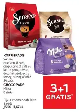 Alvo Senseo Koffiepads en Milka Chocopads aanbieding