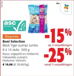 Colruyt Boni Selection Black Tiger scampi Jumbo aanbieding