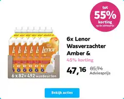Plein.nl 6x Lenor Wasverzachter Amber aanbieding
