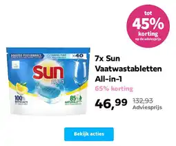 Plein.nl 7x Sun Vaatwastabletten All in 1 aanbieding