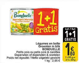 Cora Légumes en boîte Groenten in blik Bonduelle aanbieding