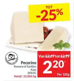 Intermarché Pecorino Romano of Sardijns Kaas aanbieding