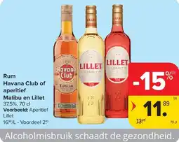 Carrefour Rum Havana Club of aperitief Malibu en Lillet aanbieding