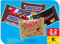 Carrefour Mars minis, Twix minis, Snickers minis, Bounty minis (275 g) of Mars, Twix en Snickers (3-packs) aanbieding