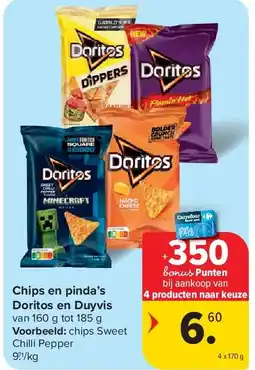 Carrefour Chips en pinda’s Doritos en Duyvis aanbieding