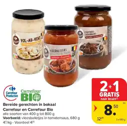 Carrefour Bereide gerechten in bokaal Carrefour en Carrefour Bio aanbieding