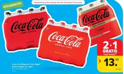 Carrefour Coca-Cola Regular, Zero Sugar Zero Ca eine en Light aanbieding
