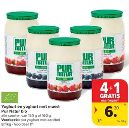 Carrefour Yoghurt en yoghurt met muesli Pur Natur bio aanbieding