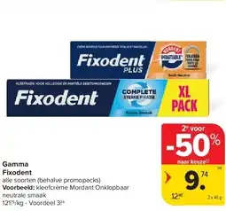 Carrefour Gamma Fixodent aanbieding