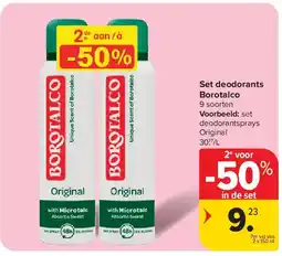 Carrefour Set deodorants Borotalco aanbieding