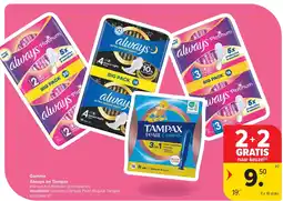 Carrefour Gamma Always en Tampax aanbieding