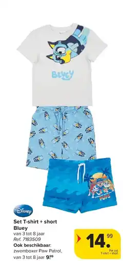 Carrefour Set T-shirt + short Bluey aanbieding