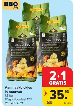 Carrefour Aanmaakblokjes in houtwol aanbieding