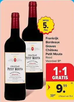 Carrefour Market Frankrijk Bordeaux Graves Château Petit Mouta Rood aanbieding