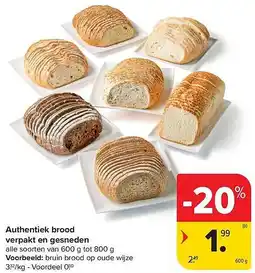 Carrefour Market Authentiek brood verpakt en gesneden aanbieding
