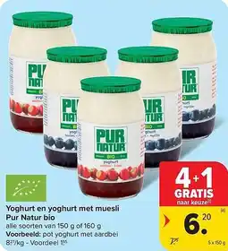 Carrefour Market Yoghurt en yoghurt met muesli Pur Natur bio aanbieding