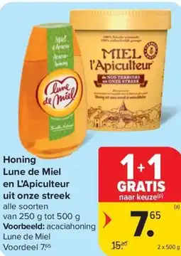 Carrefour Market Honing Lune de Miel en L'Apiculteur uit onze streek aanbieding