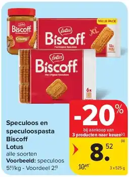 Carrefour Speculoos en speculoospasta Bisco Lotus aanbieding