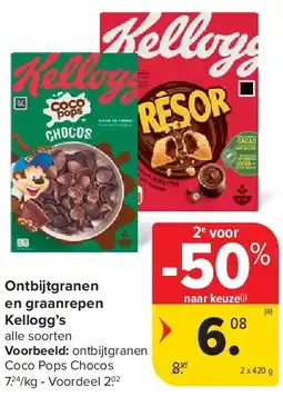 Carrefour Ontbijtgranen en graanrepen Kellogg’s aanbieding