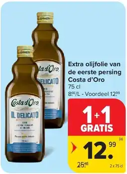 Carrefour Extra olijfolie van de eerste persing Costa d’Oro aanbieding