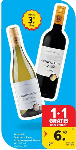 Carrefour Australië Southern River Chardonnay of Shiraz aanbieding