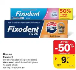 Carrefour Gamma Fixodent aanbieding