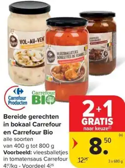 Carrefour Market Bereide gerechten in bokaal Carrefour en Carrefour Bio aanbieding