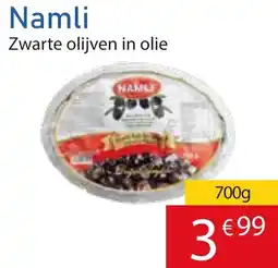 Tanger Markt Namli Zwarte olijven in olie aanbieding
