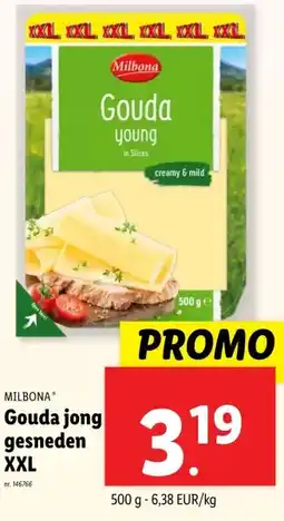 Lidl MILBONA* Gouda jong gesneden XXL aanbieding