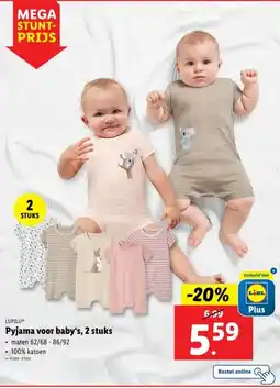 Lidl Pyjama voor baby's, 2 stuks aanbieding