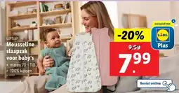 Lidl LUPILU Mousseline slaapzak voor baby's • maten 70-110 aanbieding