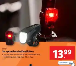 Lidl CRIVIT Set oplaadbare ledfietslichten aanbieding