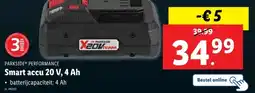 Lidl PARKSIDE PERFORMANCE Smart accu 20 V, 4 Ah aanbieding