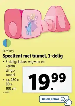 Lidl Speeltent met tunnel, 3-delig aanbieding