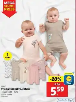 Lidl LUPILU Pyjama voor baby's, 2 stuks aanbieding